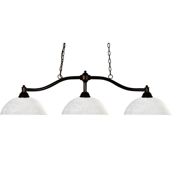 Z-Lite Chance 3 Light Billiard Light, Bronze & White Linen 147BRZ-DWL14